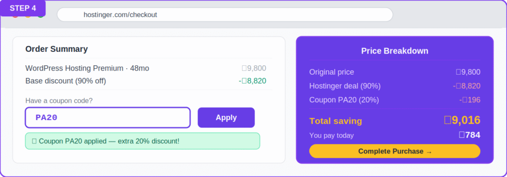Hostinger Coupon Code 2026 – 90% OFF + Extra 20% Discount [PA20]